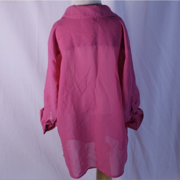2/$12 Girl's Blouse button up Size XL (14/16) PINK - Picture 3 of 4
